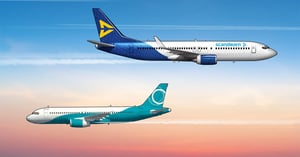 Scandlearn illustrated image of two airplanes flying by each other in close proximity